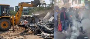 बुलडोजर कार्रवाई से उजड़े 10 परिवार, विरोध में रातू रोड पर चक्का जाम