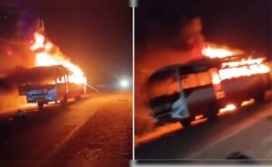 दर्दनाक घटना: भिवानी की प्राइवेट बस में भीषण आग, कई घायल