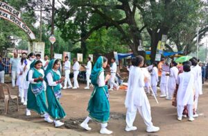 सेवा संकल्प अभियान के तहत नुक्कड़ नाटक और रंगोली से विद्यार्थियों ने दिया जागरूकता एवं राष्ट्र निर्माण का संदेश